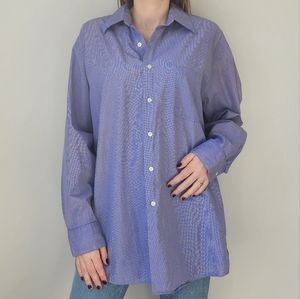 Metropolitan View Blue Dress Shirt Collared Button Up 16 1/2 Cotton
